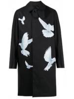 3PARADIS Trenchcoat mit Vogel-Print - Schwarz