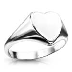 BUNGSA Fingerring Ring Siegelring flaches Herz Silber Edelstahl Damen (1 Ring)
