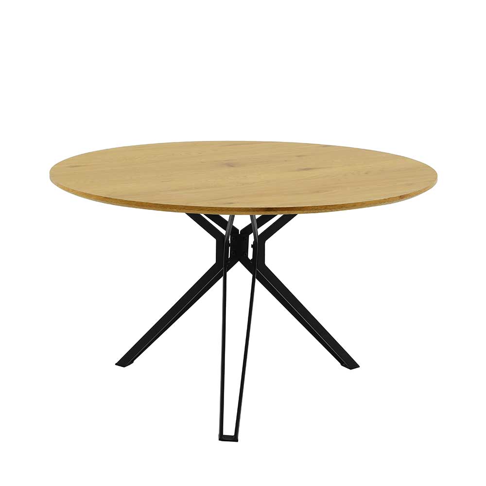 Esszimmer Tisch mit runder Tischplatte Schweizer Kante