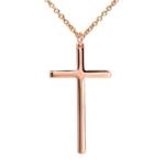 LÖB Kette mit Anhänger Halskette Roségold Kreuz-Anhänger Rotgold Schlicht Lang Damen Herren, Kreuzkette Geschenke Frauen Freundin Mama Mutter Geburtstag Muttertag