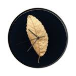 MuchoWow Wanduhr Schwarz und Gold - Blätter - Schwarz - Pflanzen - Luxus (Uhrwerk, Inkl. Batterie, Wanddekoration, Wohnzimmer, Modern, Holz)