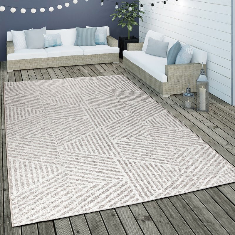 Paco Home - Outdoor Teppich Wetterfest Balkon Küche Modern Skandinavisch Streifen Muster Grau 80x150 cm