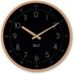 QLK Wanduhr schwarz Slight Moderne Design Uhr mit Holzrahmen und Zeigern, Ø31cm