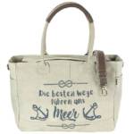 Sunsa Handtasche XXL Damen Handtasche Große Tasche aus Canvas & Leder. Strandtasche, Maritim Vintage Aufdruck