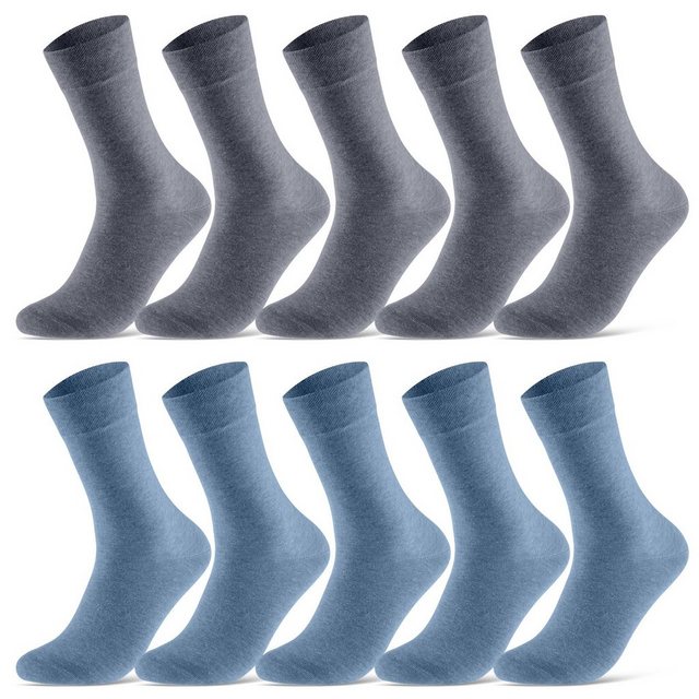 sockenkauf24 Basicsocken 10 Paar Premium Socken Herren & Damen Komfort Business-Socken (Jeans, 10-Paar, 35-38) aus gekämmter Baumwolle mit Pique-Bund (Exclusive Line) - 70101T