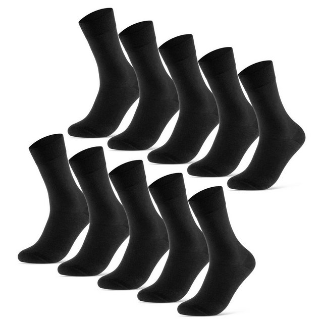 sockenkauf24 Basicsocken 10 Paar Premium Socken Herren & Damen Komfort Business-Socken (Schwarz, 10-Paar, 35-38) aus gekämmter Baumwolle mit Pique-Bund (Exclusive Line) - 70101T
