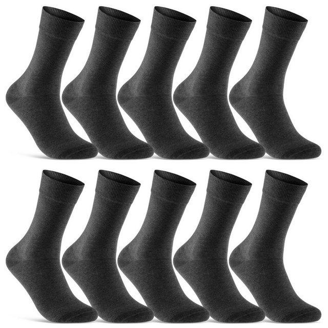 sockenkauf24 Basicsocken 10 Paar Socken Damen & Herren Business Socken Baumwolle (Anthrazit, 35-38) mit Komfortbund (Basicline) - 70201T