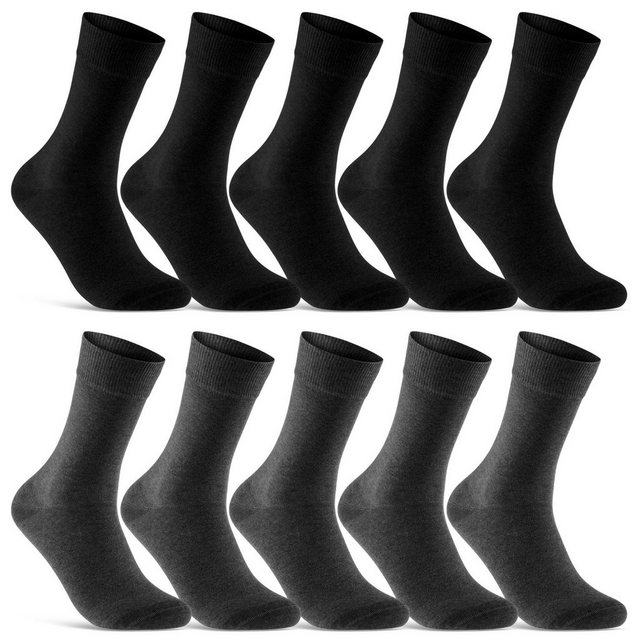 sockenkauf24 Basicsocken 10 Paar Socken Damen & Herren Business Socken Baumwolle (Schwarz/Anthra, 35-38) mit Komfortbund (Basicline) - 70201T