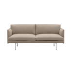 Muuto - Outline Sofa 2-Sitzer, Aluminium poliert / braun (Kvadrat by Sahco Ecriture 240)