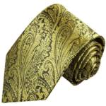 Paul Malone Krawatte Herren Seidenkrawatte Schlips modern paisley floral 100% Seide Schmal (6cm), gold schwarz 358
