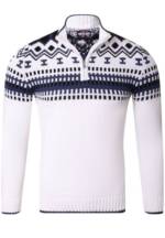 Reslad Strickpullover Reslad Herren Strickpullover Crewneck Zipper Norweger Pullover RS-3110 (1-tlg) Strickpullover Männer Norwegermuster Troyer