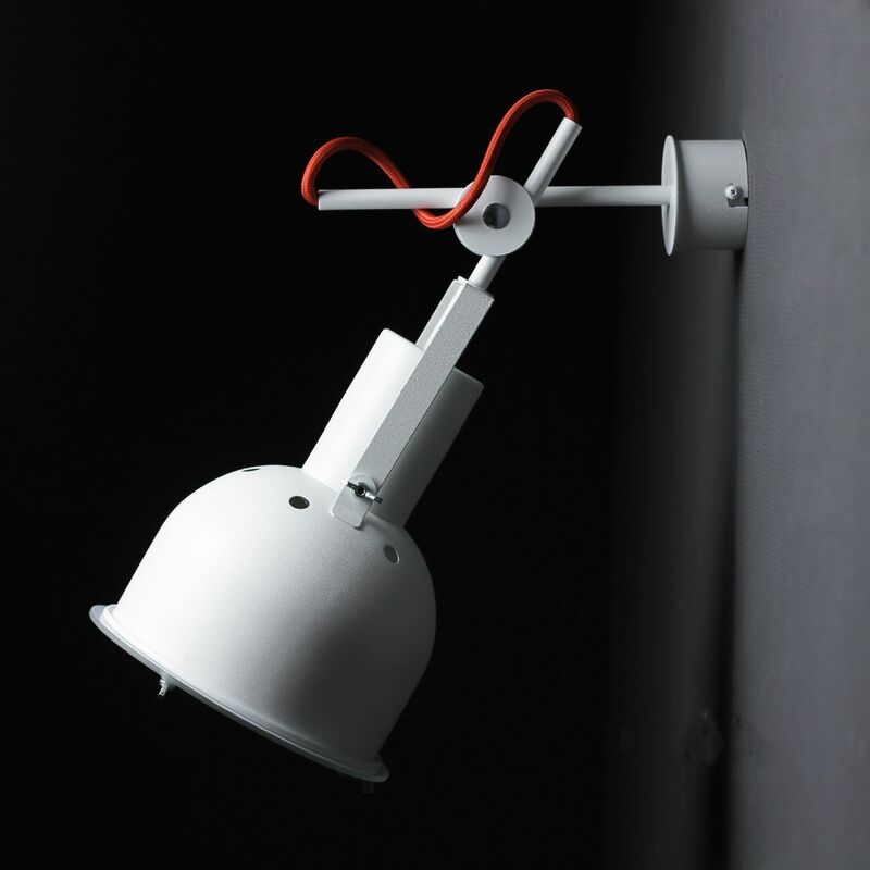Weiße Wandlampe Spot Metall verstellbar E27 industrial - Weiß, Rot