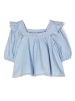 ZIMMERMANN Kids Gesmokte Halcyon Jeansbluse - Blau