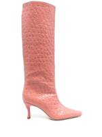 BY FAR Spitze Stiefel mit Kroko-Optik - Rosa