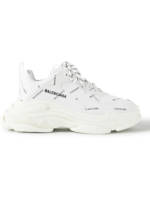 Balenciaga - Triple S Logo-Print Faux Leather Sneakers - Men - White - EU 39