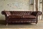 JVmoebel Chesterfield-Sofa Design Chesterfield 3-Sitzer Couch Braun Polster 100% Leder Sofort, Made in Europe
