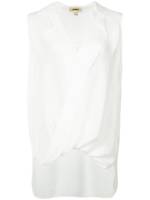 L'Agence Ärmellose Bluse mit V-Ausschnitt - Weiß