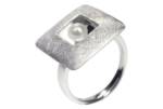 SILBERMOOS Perlenring XL Ring "Quadrat mit Perle", 925 Sterling Silber