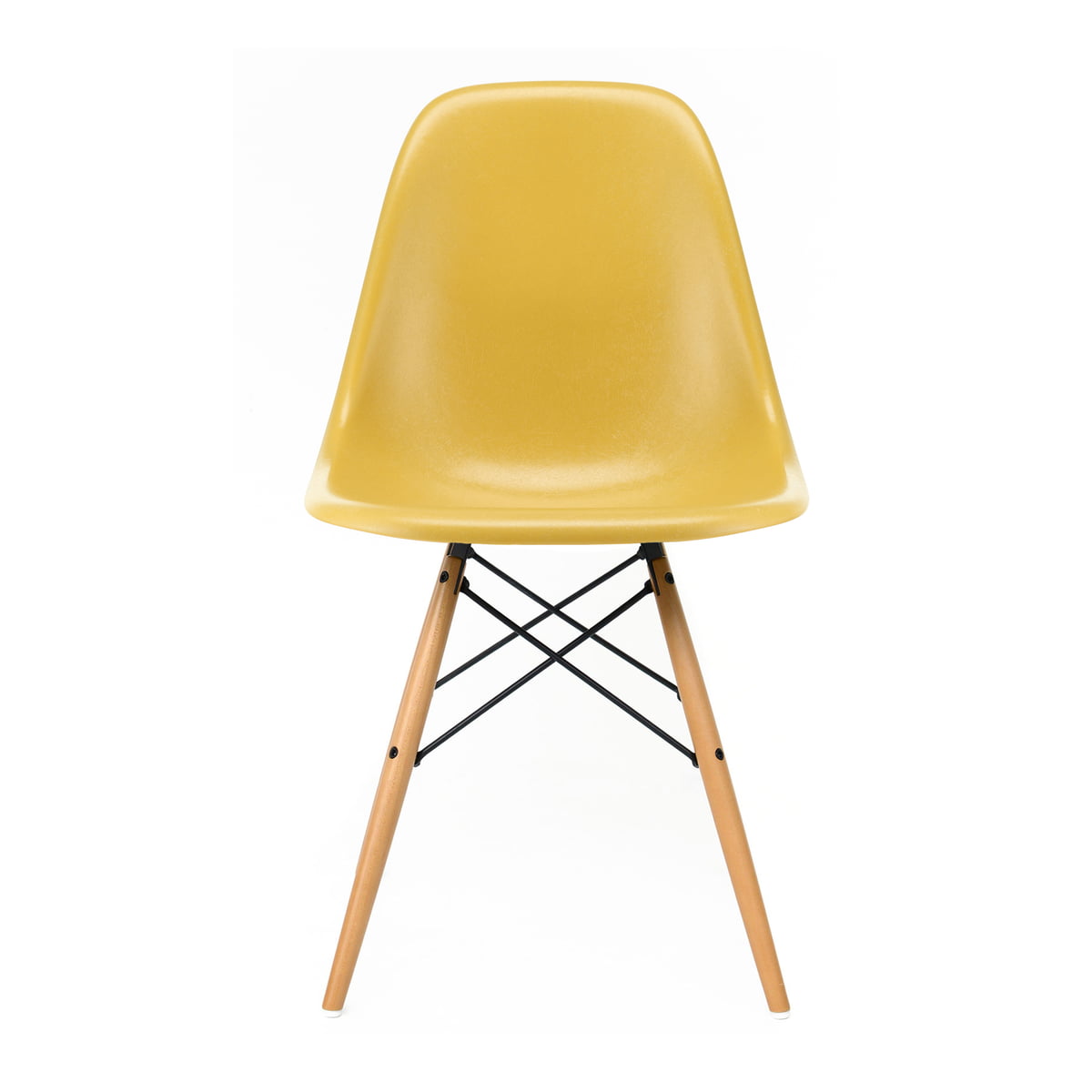 Vitra - Eames Fiberglass Side Chair DSW, Ahorn gelblich / Eames ochre light (Filzgleiter weiß)