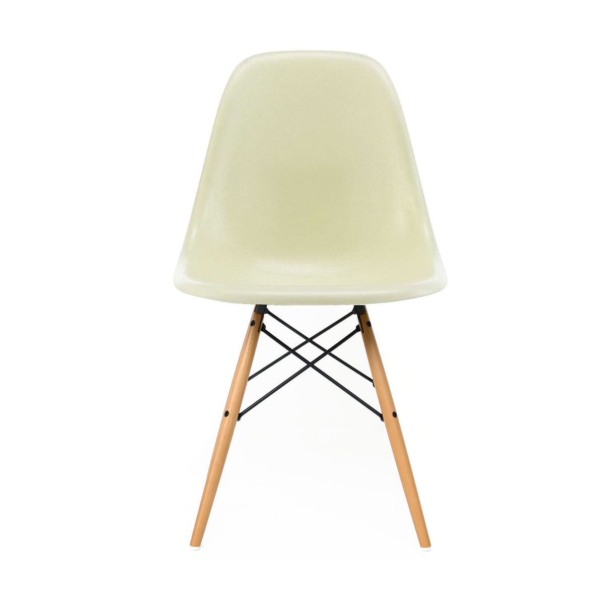 Vitra - Eames Fiberglass Side Chair DSW, Ahorn gelblich / Eames parchment (Filzgleiter weiß)