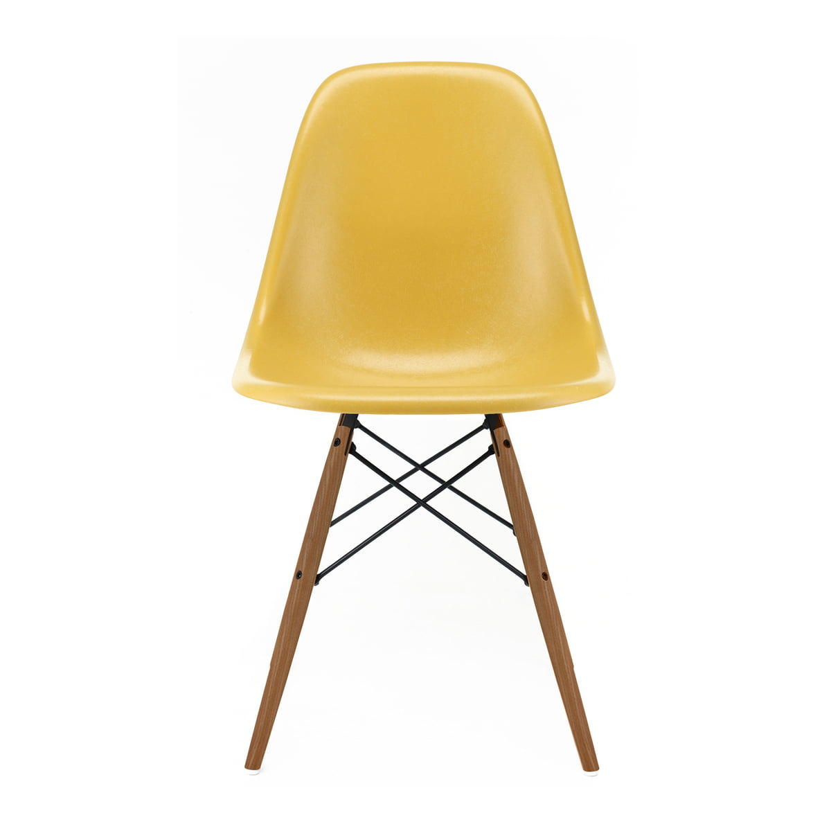 Vitra - Eames Fiberglass Side Chair DSW, Esche honigfarben / Eames ochre light (Filzgleiter weiß)