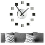 Wanduhr diy, Uhr Wandtattoo zum Kleben, Größe variabel, modernes Zifferblatt, 3D Wanduhr, silber/schwarz/grau - Relaxdays