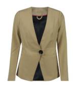 dynamic24 Jerseyblazer Damen Blazer kragenlos Casual Sakko Business Basic Jacke beige