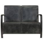 vidaXL Sofa Couch 2er Sofa Sofagarnitur Relaxsofa Ledersofa 2-Sitzer-Sofa Grau Ech