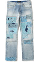 AMIRI - Carpenter Straight-Leg Distressed Patchwork Panelled Jeans - Men - Blue - UK/US 34