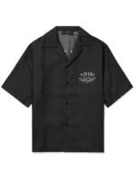 AMIRI - Convertible-Collar Logo-Print Silk-Twill Shirt - Men - Black - S