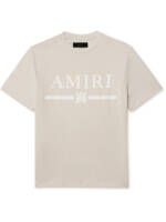 AMIRI - Logo-Flocked Cotton-Jersey T-Shirt - Men - Neutrals - XS