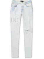 AMIRI - Skinny-Fit Logo-Appliquéd Crystal-Embellished Distressed Jeans - Men - Blue - UK/US 33