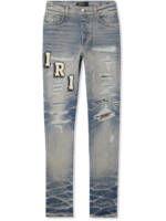 AMIRI - Skinny-Fit Logo-Appliquéd Distressed Jeans - Men - Blue - UK/US 34