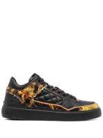 Balmain B-Court Sneakers mit Flammen-Print - Schwarz