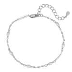 Hey Happiness Perlenarmband Süßwasserperlen Armband Damen, Armkette 15.5-20 cm, weiß, 925 Silber Armband mit Perlen, hypoallergen, Hochzeitsschmuck