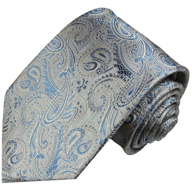 Paul Malone Krawatte Herren Seidenkrawatte Designer Schlips paisley brokat 100% Seide Schmal (6cm), blau jeansblau grau 2000