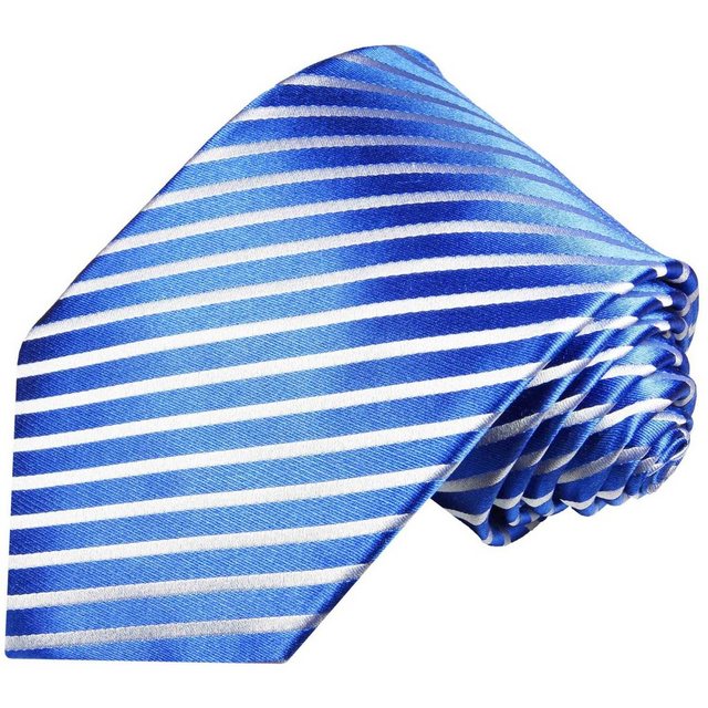 Paul Malone Krawatte Herren Seidenkrawatte Schlips modern gestreift 100% Seide Schmal (6cm), Extra lang (165cm), blau 923