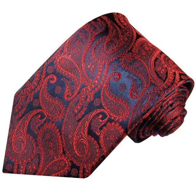 Paul Malone Krawatte Herren Seidenkrawatte Schlips modern paisley brokat 100% Seide Schmal (6cm), rot blau 464