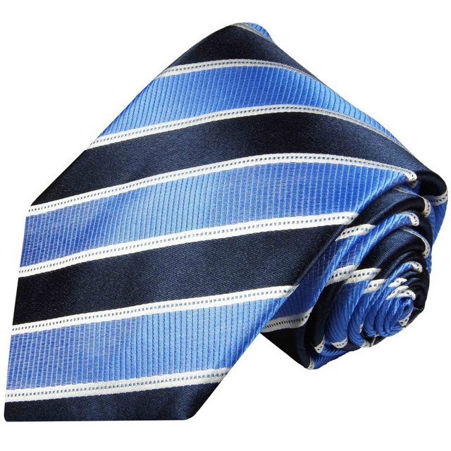 Paul Malone Krawatte Herren Seidenkrawatte modern gestreift 100% Seide Schmal (6cm), Extra lang (165cm), blau dunkelblau 454
