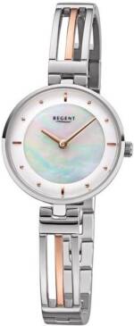 Regent Quarzuhr Regent Damen Uhr F-1147 Metall Armband-Uhr, Damen Armbanduhr rund, Metallarmband silber, rosegold