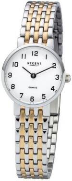 Regent Quarzuhr Regent Damen Uhr F-1158 Metall Armband-Uhr, Damen Armbanduhr rund, Metallarmband silber, gold