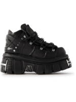 VETEMENTS - New Rock Embellished Leather Platform Sneakers - Men - Black - EU 43