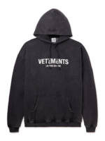 VETEMENTS - Oversized Logo-Print Cotton-Blend Jersey Hoodie - Men - Black - L