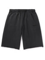 VETEMENTS - Straight-Leg Logo-Embroidered Cotton-Jersey Shorts - Men - Black - M