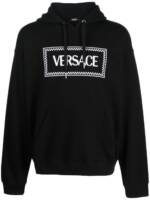 Versace 90s Vintage Hoodie mit Logo-Stickerei - Schwarz