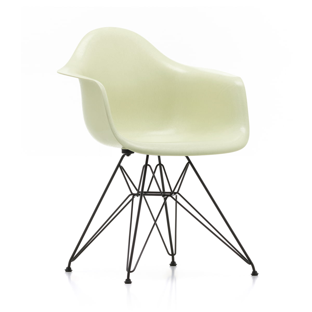 Vitra - Eames Fiberglass Armchair DAR, basic dark / Eames parchment (Filzgleiter basic dark)