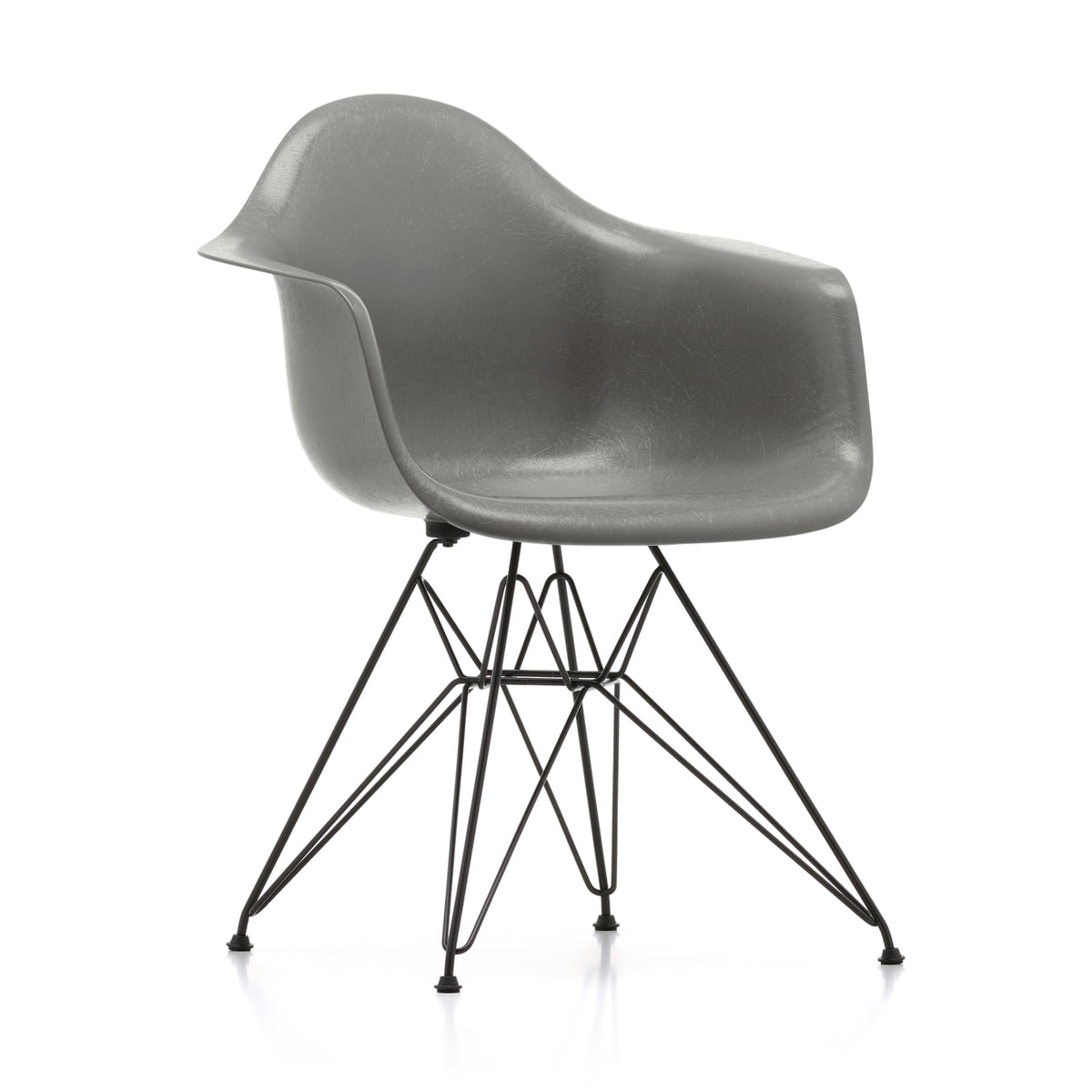 Vitra - Eames Fiberglass Armchair DAR, basic dark / Eames raw umber (Filzgleiter basic dark)