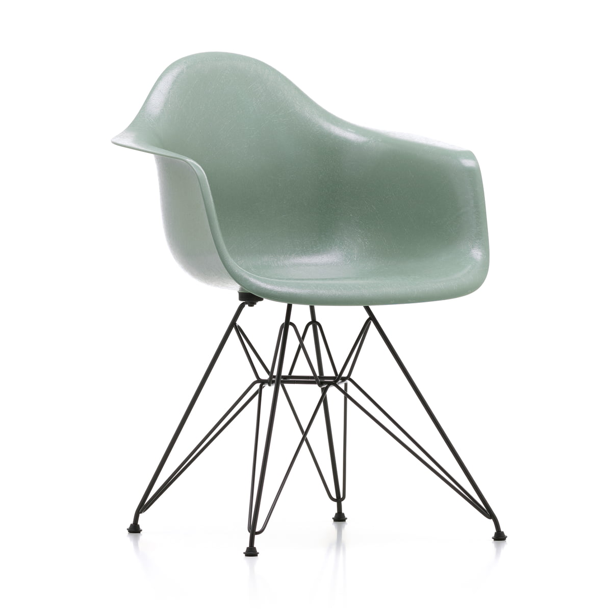 Vitra - Eames Fiberglass Armchair DAR, basic dark / Eames sea foam green (Filzgleiter basic dark)