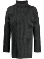 Yohji Yamamoto Gerippter Rollkragenpullover - Grau