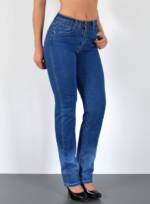 ESRA Straight-Jeans G500 Damen Straight Fit Jeans High Waist, bis Übergröße / Plussize Größe, Damen Gerade Schnitt Jeans Hose hohe Leibhöhe bis Große Größen, Hoch Bund Jeans Gerades Bein Regular Fit mit Stretch, Straight Leg Jeanshose hoher Bund bis zur Taille, Jeans Damen Straight Fit, Stretchjeans Damen, Damen Jeanshose Große Größe, Straight Fit Jeans, Damen Jeans, Jeans Damen, Jeans Damen Hose Straight, Jeans Damen High Waist Damen Jeans